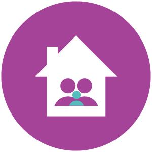 purple circle with house and family inside